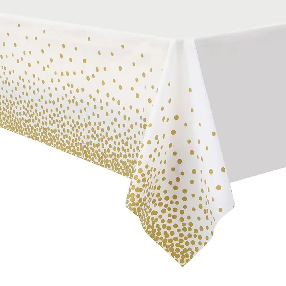 5pcs Gold Dot Table Cloth for Events Disposable Table Cover Ideal Tablecloths for Party Decorations Dining Wedding & Holiday