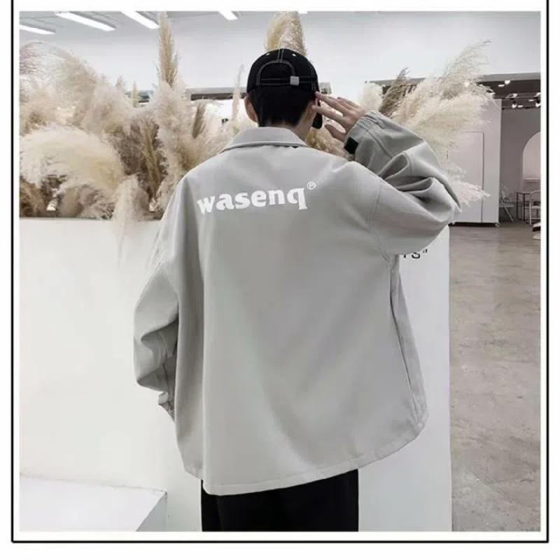 Herren Frühling Herbst Neu Spleißen Umlegekragen Knopf Tasche Mode Uni Locker Lässig Langarm Jacken