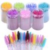 CNKESS 50Pc bags/cans Disposable Eyelash Extension Mascara Wand Glitter Micro Lash Brushes Spoolie With Container Case Wholesale