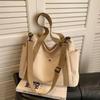 Canvas Tote Bag, Large Capacity Zipper Shoulder Purse with Pockets