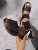 Summer Wedge Sandals Open Toe Slip On Peep Toe One Strap Casual Comfortable Heeled Sandals for Women