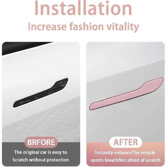 Fit Tesla Model 3(Highland) and Model Y(Juniper) 2017-2025 Door Handle Decoration Cover,for Car Door Handle Sills Protection Wrap Accessories