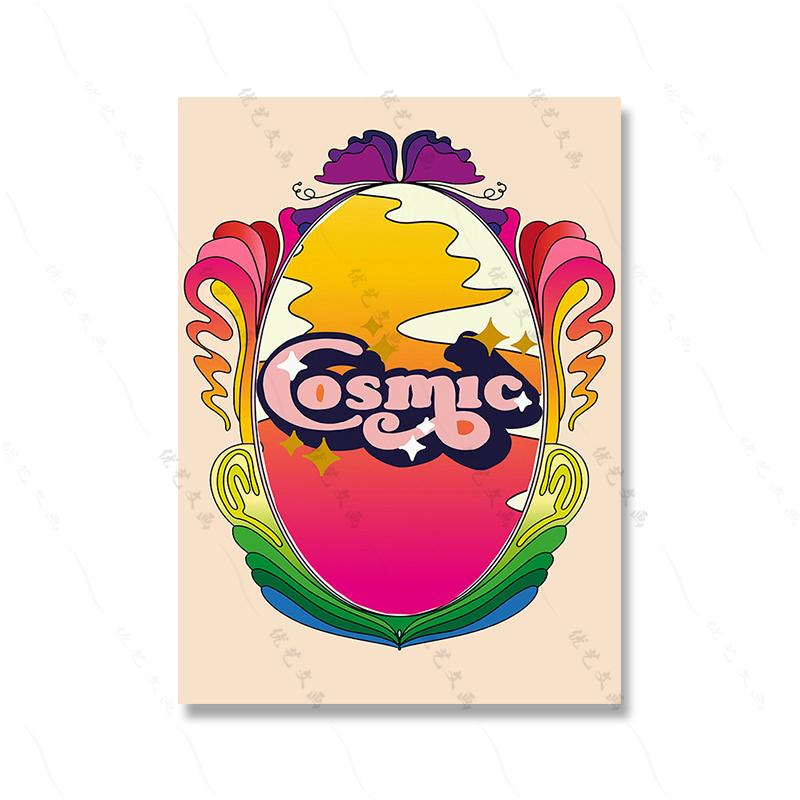 

70-е годы Красочные Цветочные Радужные Триповые Хиппи Настенные Художественные Плакаты Печать Ретро Цветочные Детский Стиль Холст Картина Гостиная Домашний Декор 21x30cm No Framed