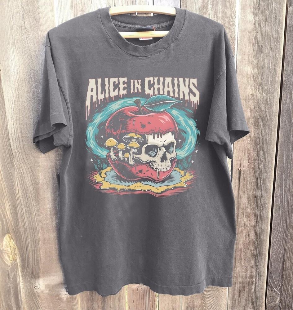 New Alice in Chains Skull Apple Alternative  Charcoal Cotton Tshirt Unisex T-Shirt XXXL