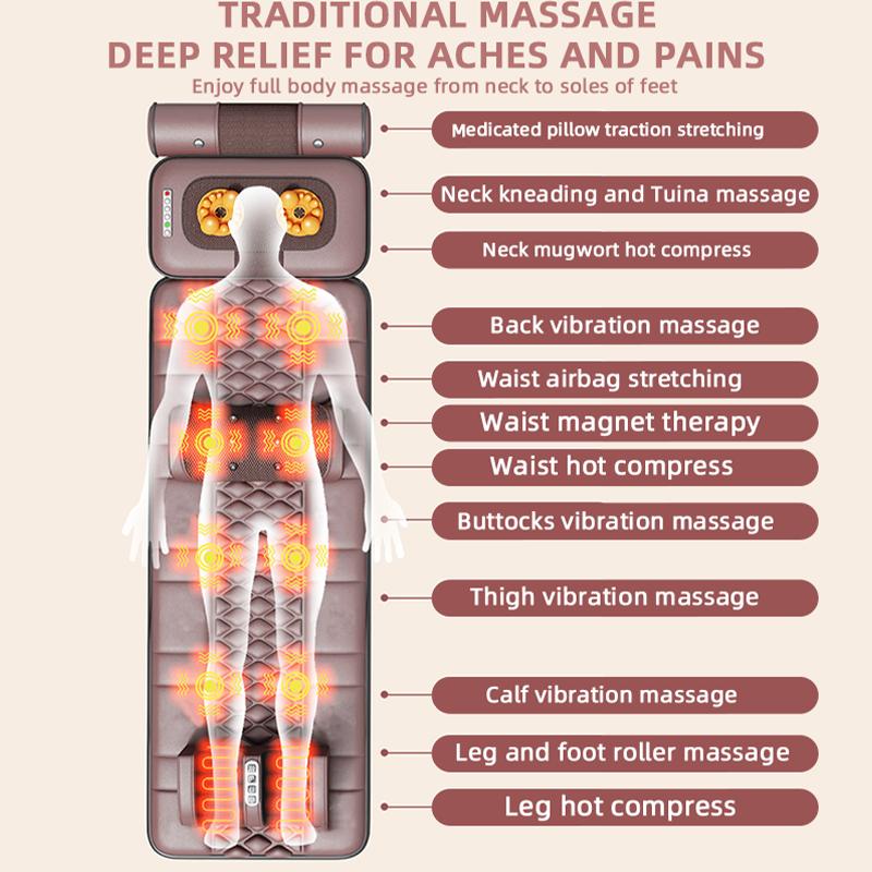 Massage Mattress Full Body Massager Multifunctional Electric Massage Mat Vibration Heating Infrared For Neck Back Foot Lumbar Airbag Traction