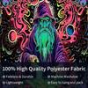 Psychedelic Wizard Tapestry: Vibrant Neon Wall Art for an Enchanting, Magical, and Unique Decor Statement Piece