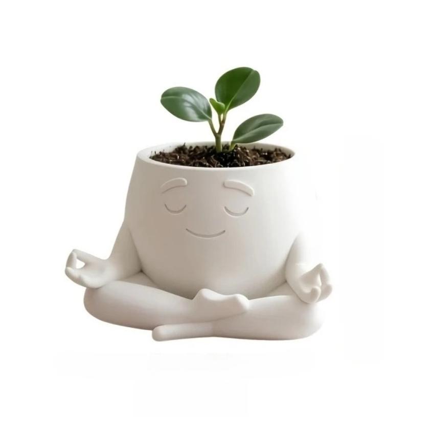 1PCS 3D Printed New Meditation Sitting Flower Pot for Succulent Planting, Office Desk Ornament