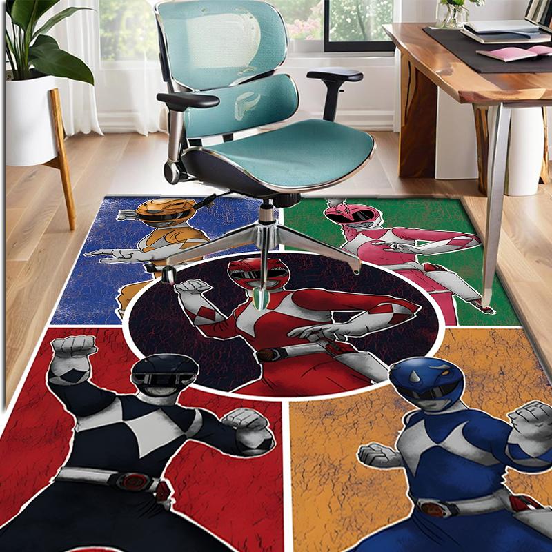 Mighty Morphin Power Rangers Pattern Rug, Indoor/Outdoor Mat, for Picnic, Gameroom, Bedroom, Office, Living Room, Home Decor Carpet, Birthday Gift