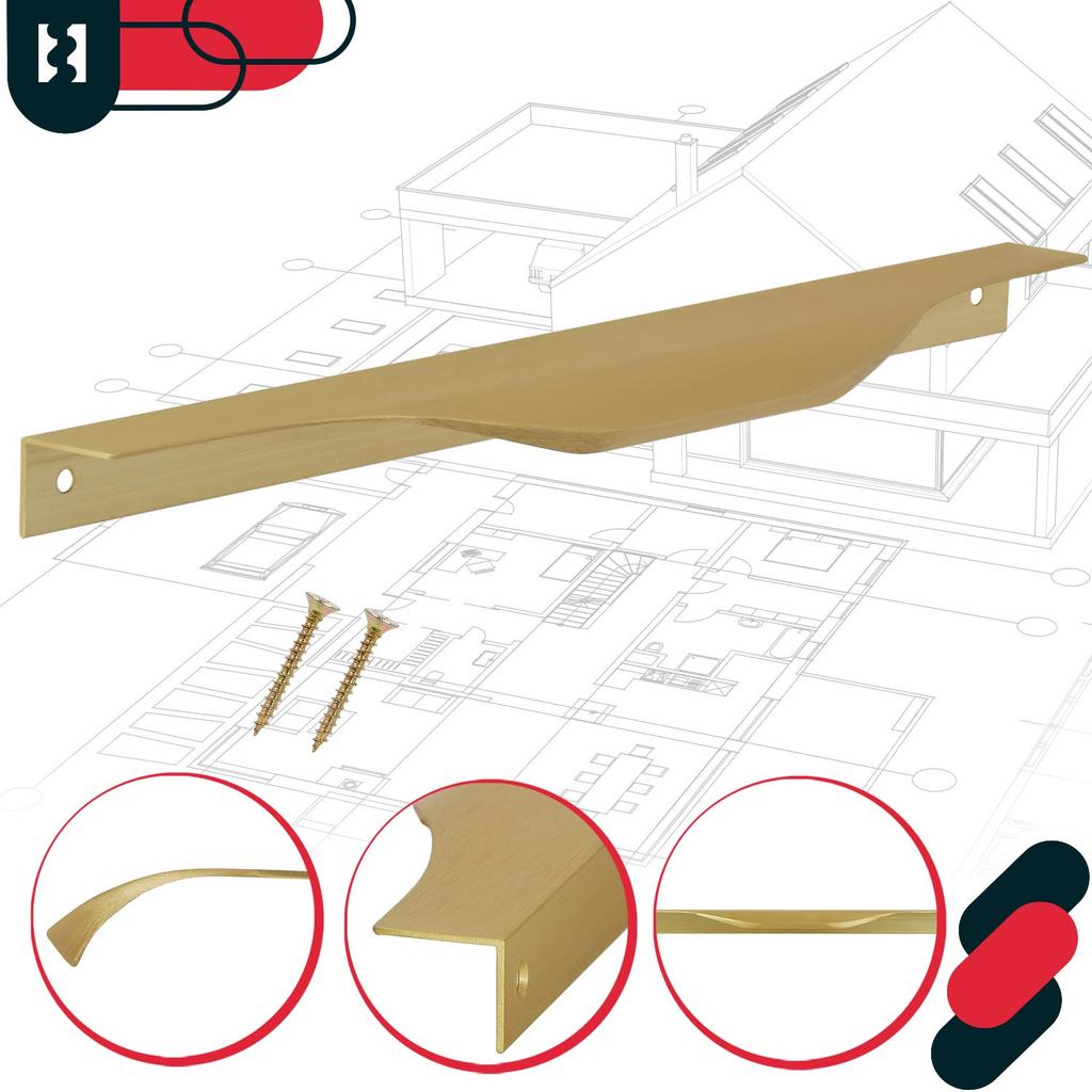 Kotarbau® Modern Edge Furniture Handle Aluminum Matte Gold 256 / 276 Mm Set Of 2