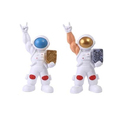 Decorative Muscular Arm Lucky Astronaut Figurine Resins Miniature Ornament for Home Office Desktop Fengshui Decoration