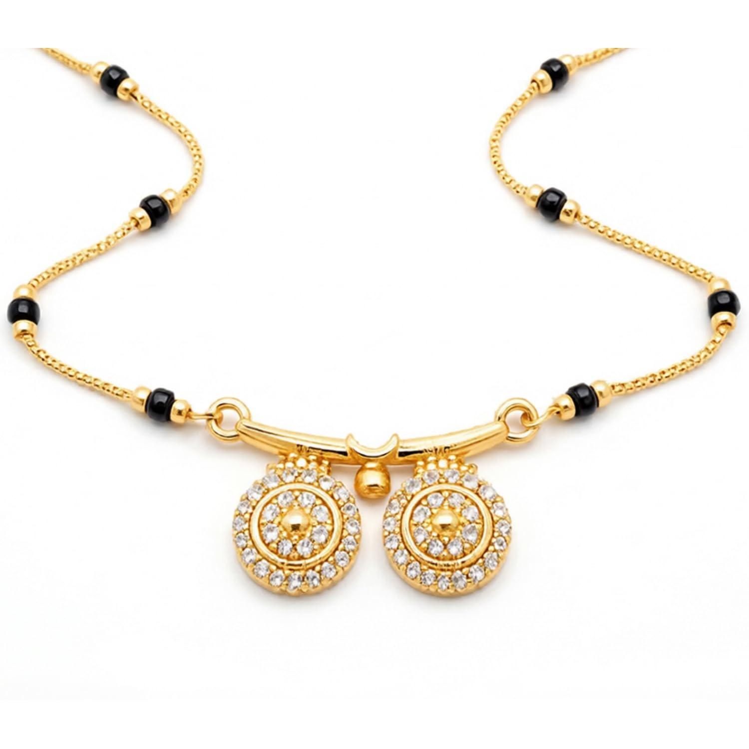 

Gram Gold Plated Mangalsutra for Women with CZ Stone Bow Pendant | Elegant Traditional Wedding Jewelry Onesize