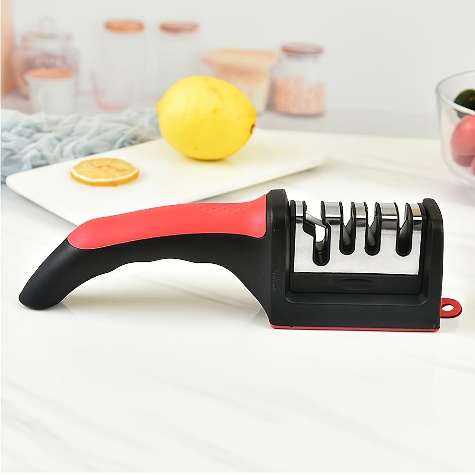 3-Stage Knife Sharpener, Kitchen Knife Sharpening Tool, Multi-Function Ceramic Tungsten Steel Sharpener for Home Use