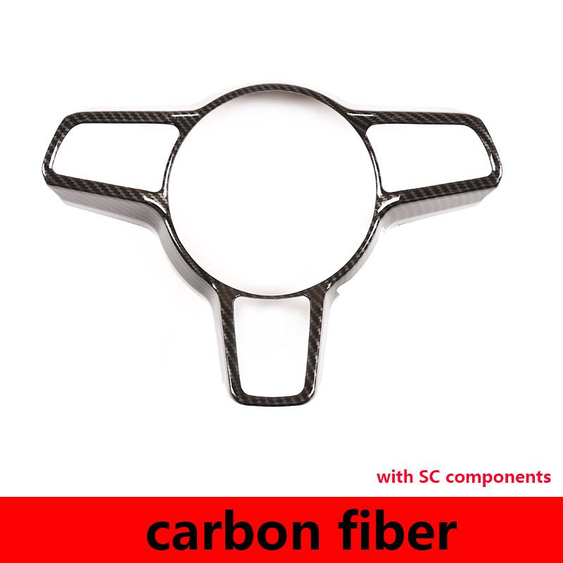For Porsche Cayenne 2015-2020 ABS Carbon Fiber/Red Car Steering Wheel Frame cover Trim sticker Auto Accessories
