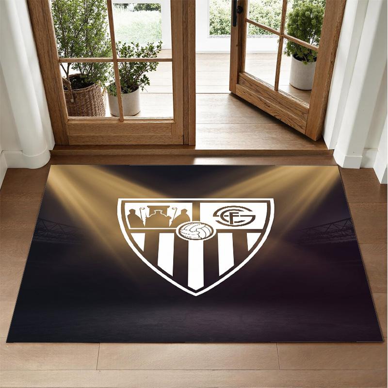 Sevilla FC Design Crystal Velvet Rug Soft Decorative Mat for Bedroom Entrance