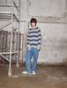 FLATWAVE IN SEOUL Noor Wool Stripe Round Knit Gray/Indigo
