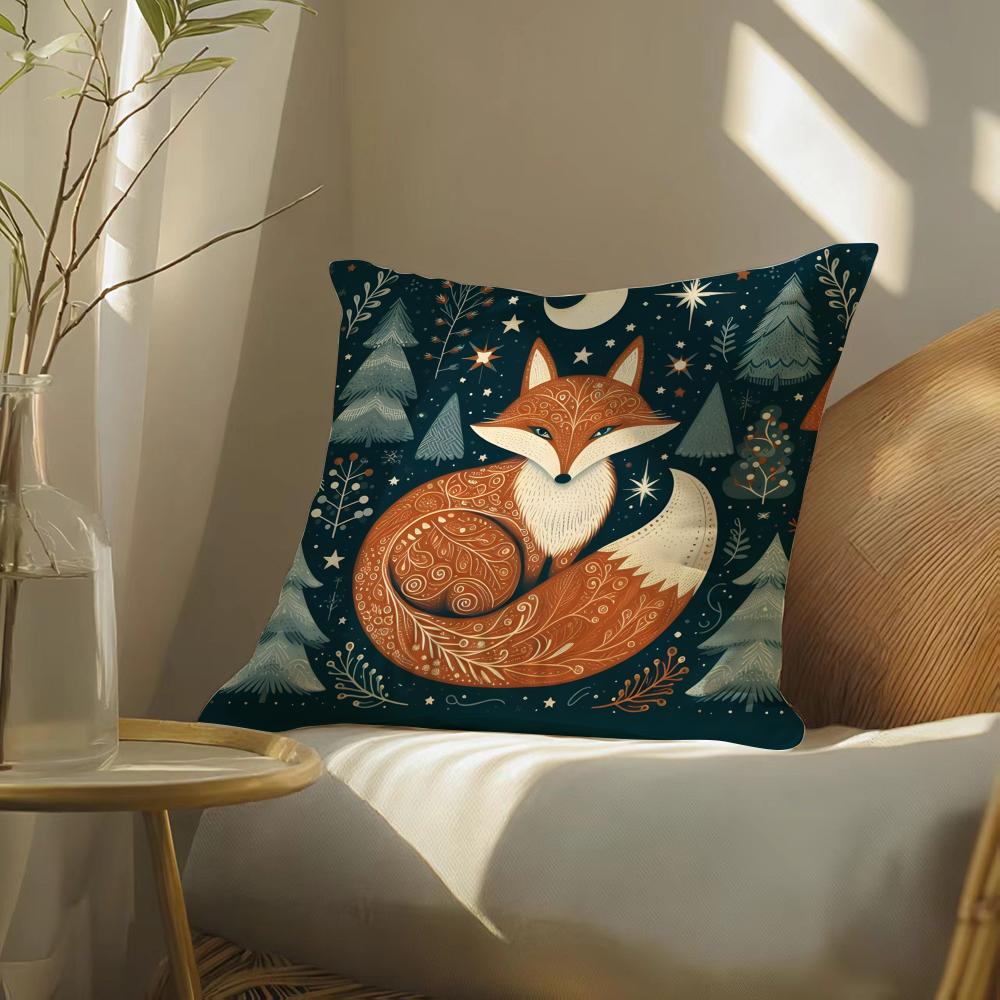 Animal And Natural Floral Prints Pillow Case Double-Sided Plush Sofa Cushion Covers Organic Breathable Invisible Zipper