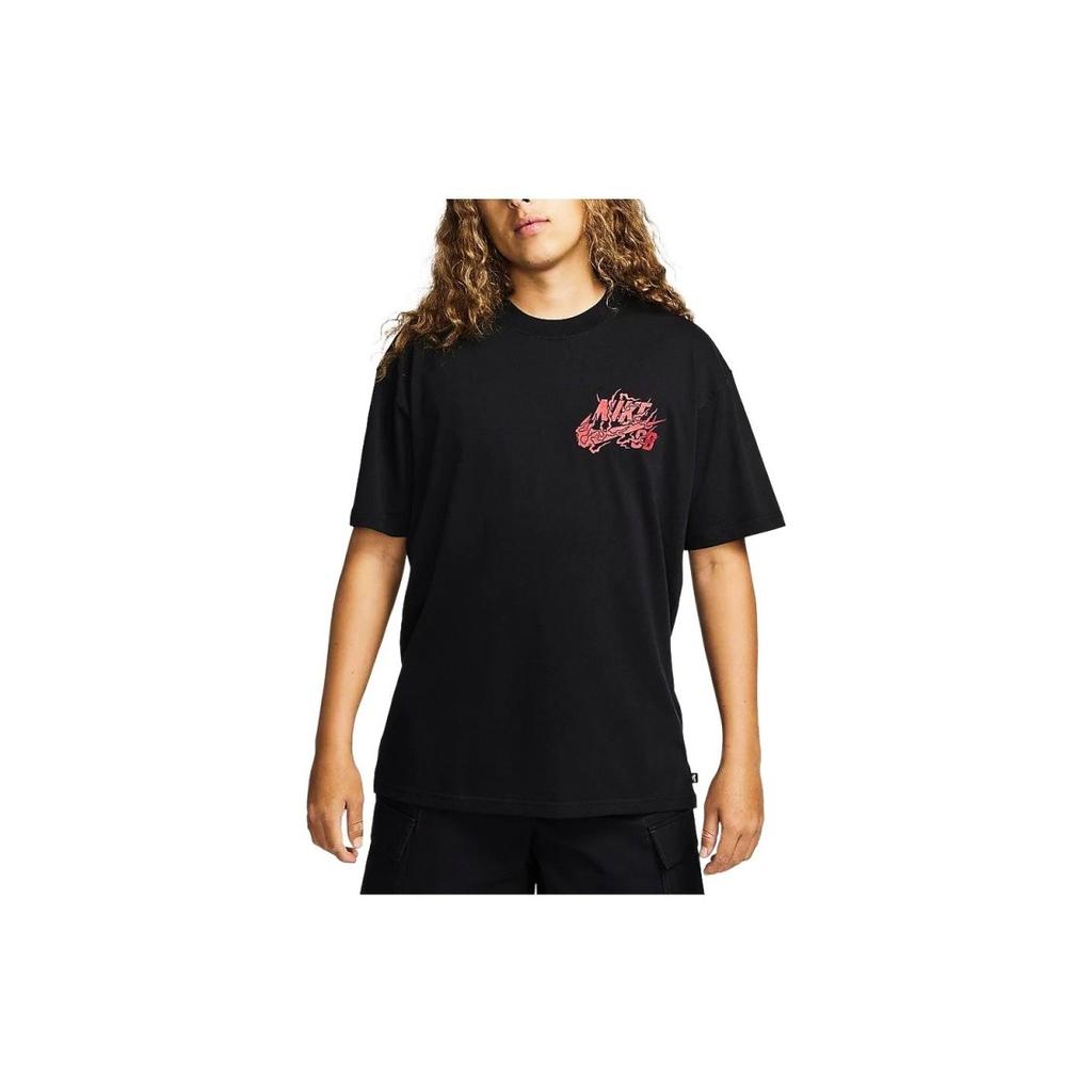 Nike Dragon Year Series Woodblock Pattern Short Sleeve T-Shirt for Men in Black