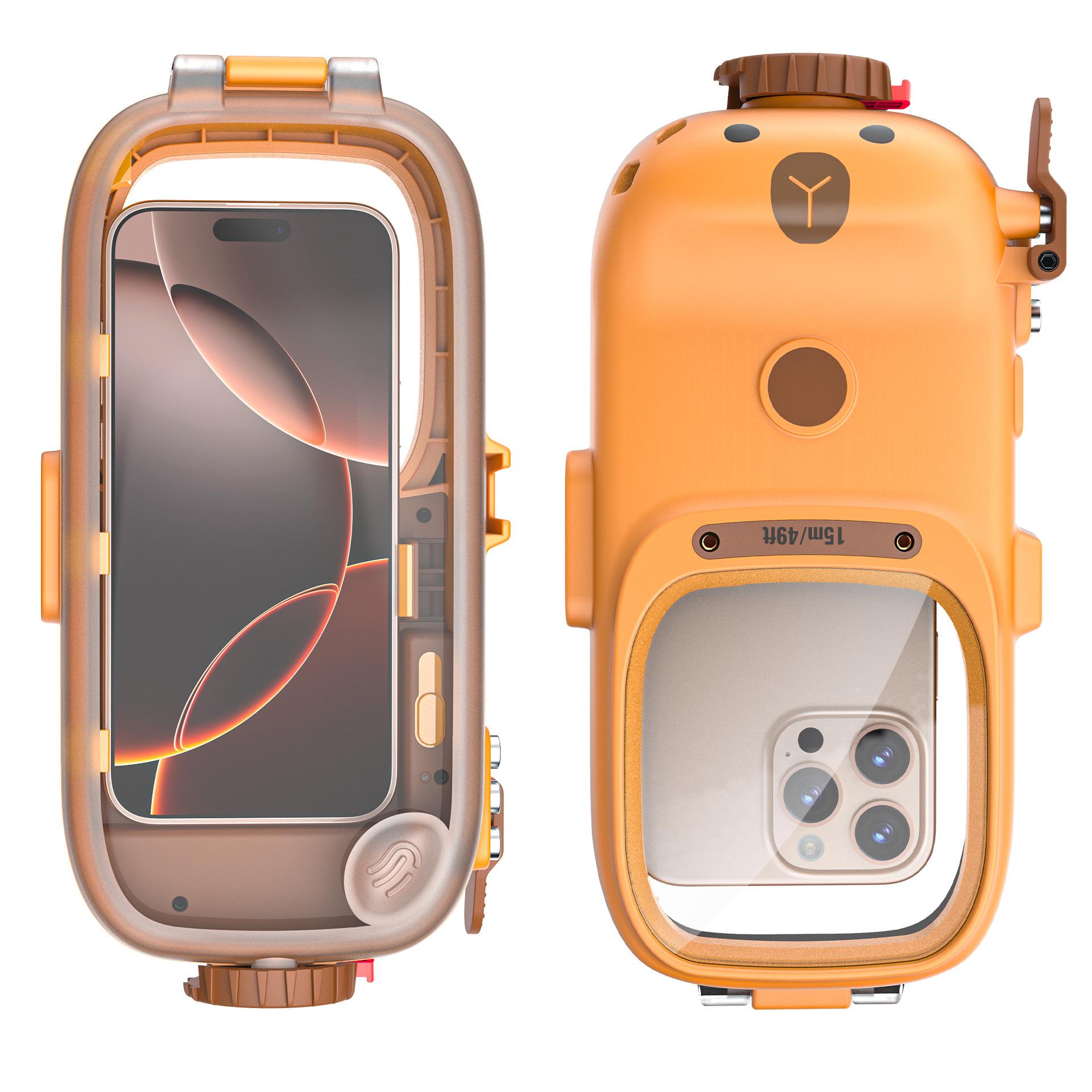 Universal 15m Depth Waterproof Diving Case for Underwater HD Photography - Dustproof Protective Cover Universal оранжевый
