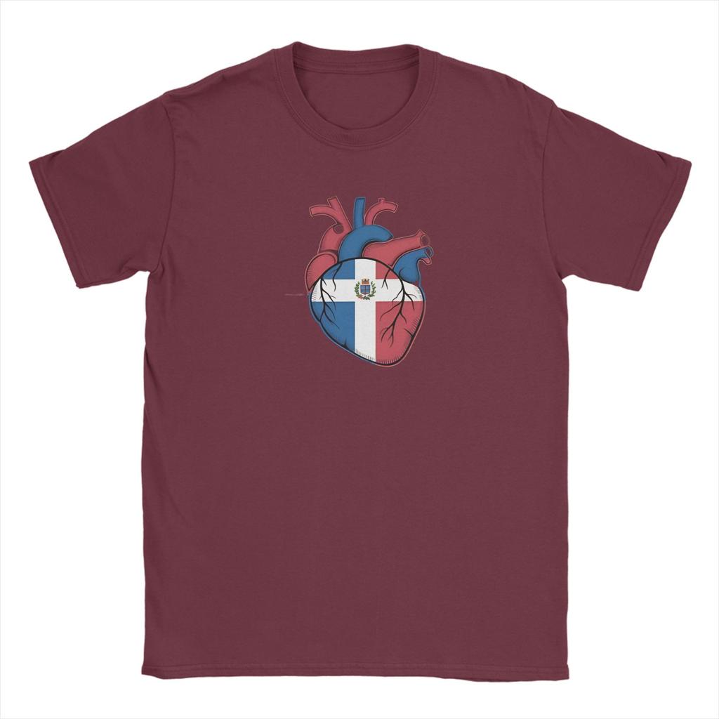 Unisex TShirts Dominican Republic Heart beats Casual 100 Cotton Tee Shirt Short Sleeve T Shirts Round Collar Clothing Classic