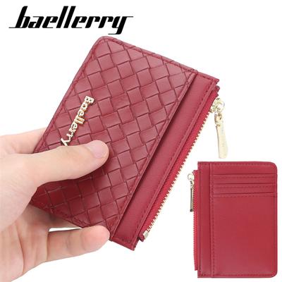 Portafogli porta carte con cerniera portamonete modello intrecciato da donna mini portafoglio moda