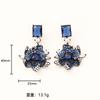 European American Style Zircon Flower Stud Earrings, Statement Fashion Jewelry for Women, Elegant Luxury Glam Earrings
