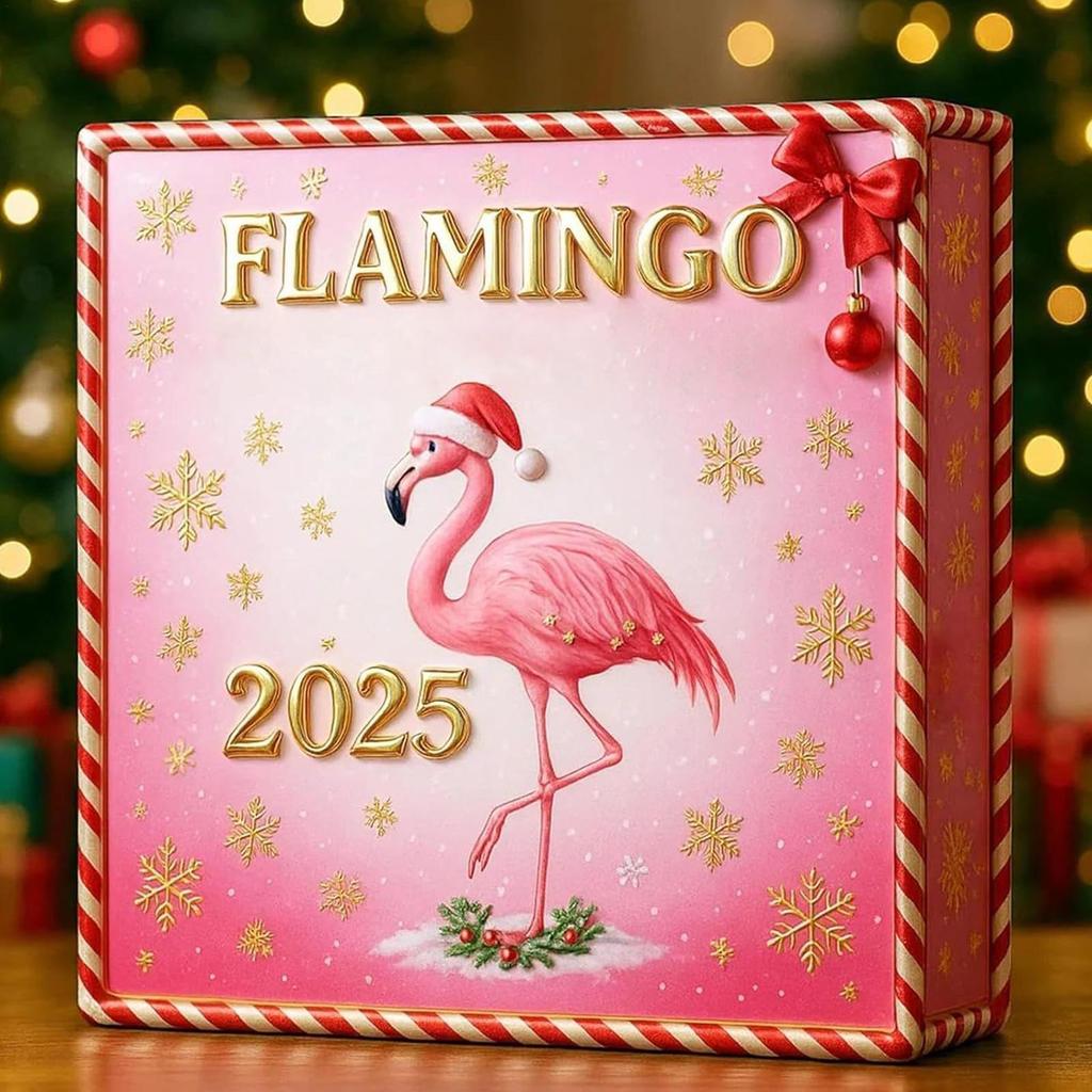2025 Christmas Advent Calendar gift 2D Flat Acrylic Flamingo Ornaments Christmas tree decorations Holiday Countdown Calendar