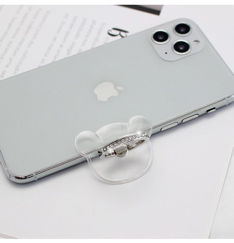 Diamond-Studded Transparent Phone Ring & Stand Holder