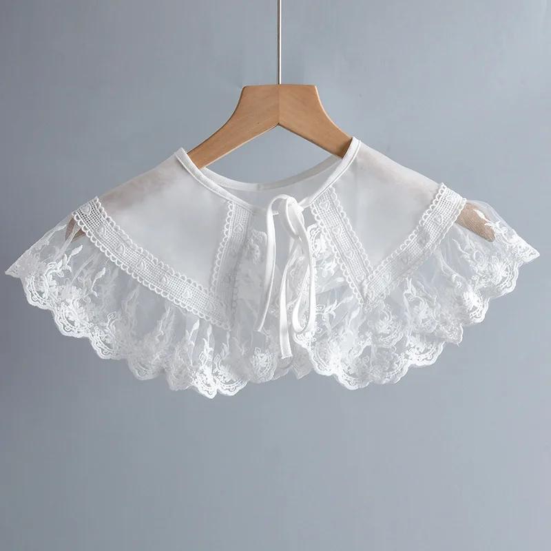 

Летние банты для девочек, ложный воротник для женщин, съемные воротники для рубашки, кружевной лацкан, шейный платок, накидки на плечи, ложные воротники