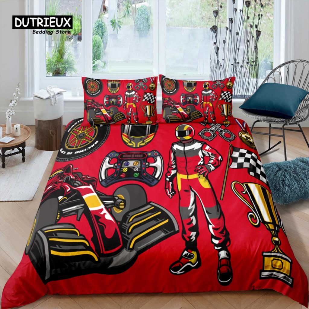 Home Living Luxury 3D Racing Car Bedding Set Athlete Duvet Cover Pillowcase Queen And King Eu/Us/Au/Uk Size Comforter Bedding