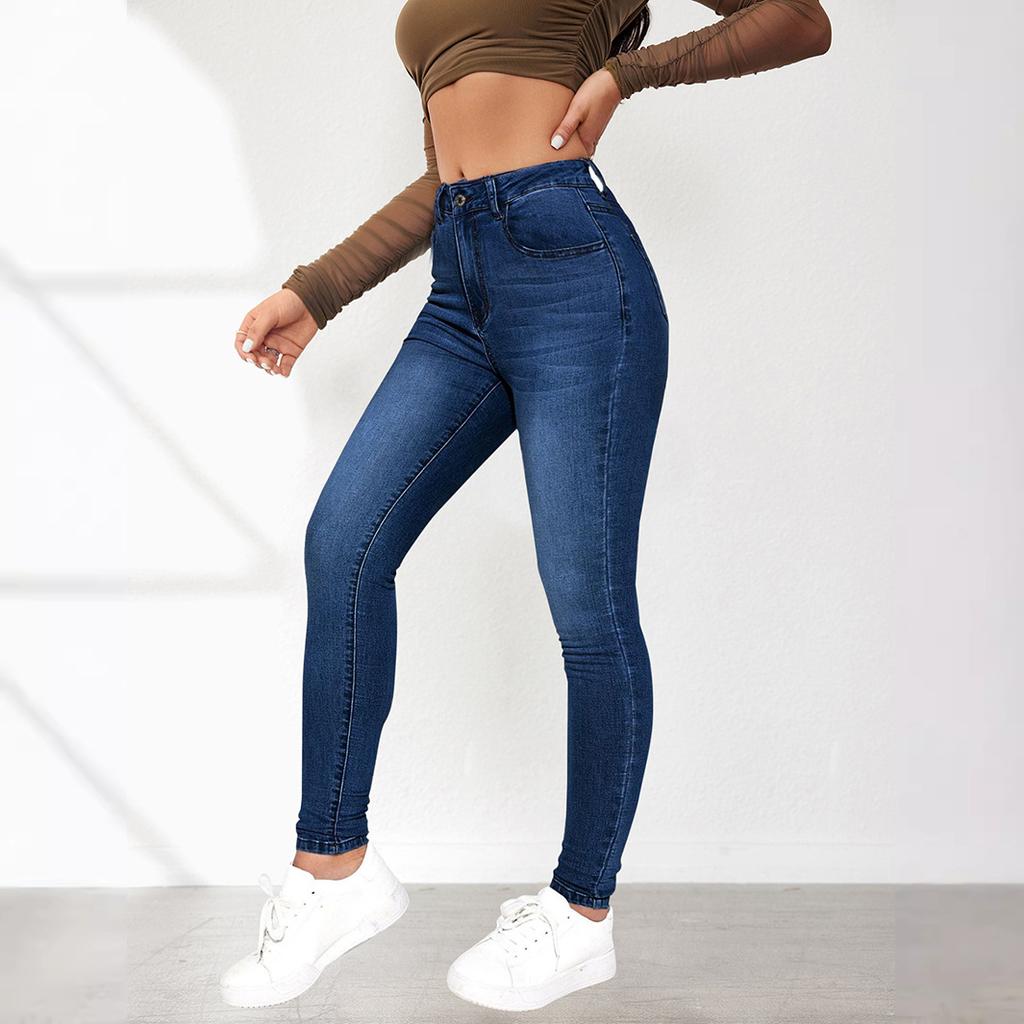 Jeans aderenti Fall Spice Girl da donna, pantaloni aderenti elastici a vita alta da strada