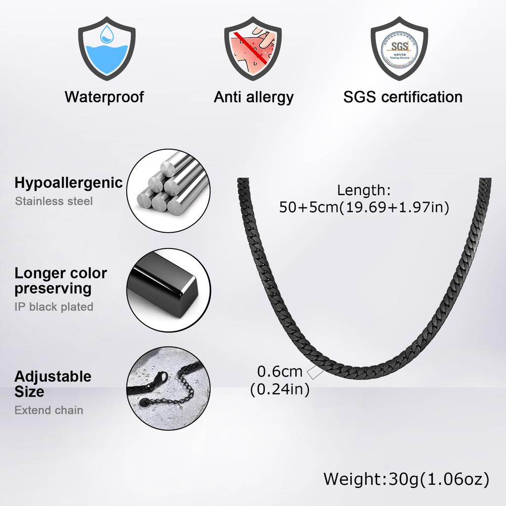 Edelstahl Kubanische Kette Halskette für Männer 6mm Kette Punk Minimalistische Halskette Hip Hop Wasserdichter Schmuck Geschenk 50/55cm