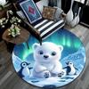 Polar Bear Round Area Rug,Carpet Rug for Living Room Bedroom Sofa Playroom Decor,Non-slip Floor Mat