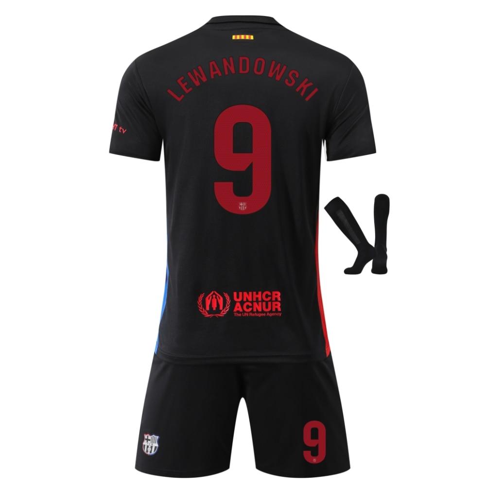 Barcelona Lewandowski 2024/25 Home Jersey Set Black Fan Version Soccer Uniform