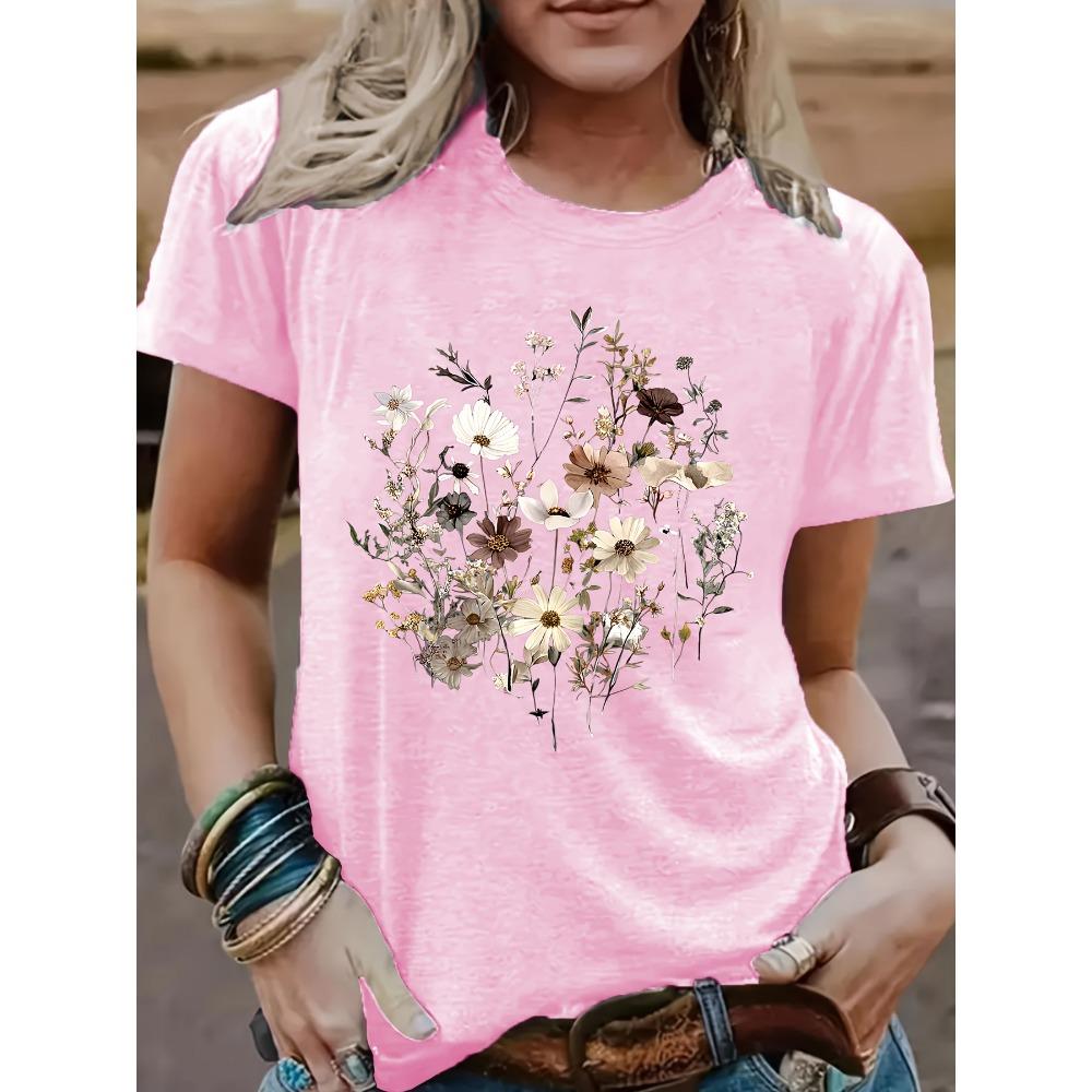 Crew Neck T-Shirt Fashionable Womens Print Women's Harajuku Short Sleeve Casual Women's Clothing Street Tees Aesthetic Clothes