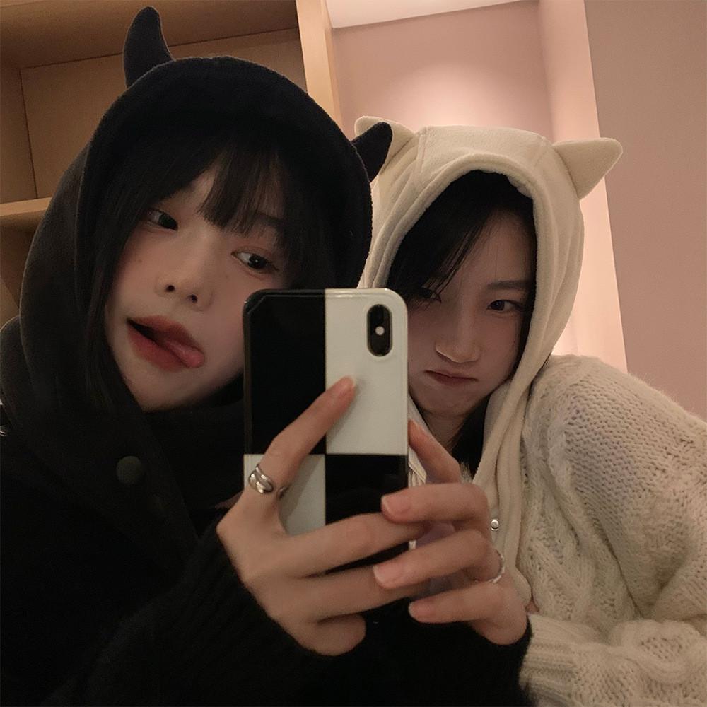 Adorable Winter Cotton Devil Ear Hat For Women Cute And Warm Plush Design