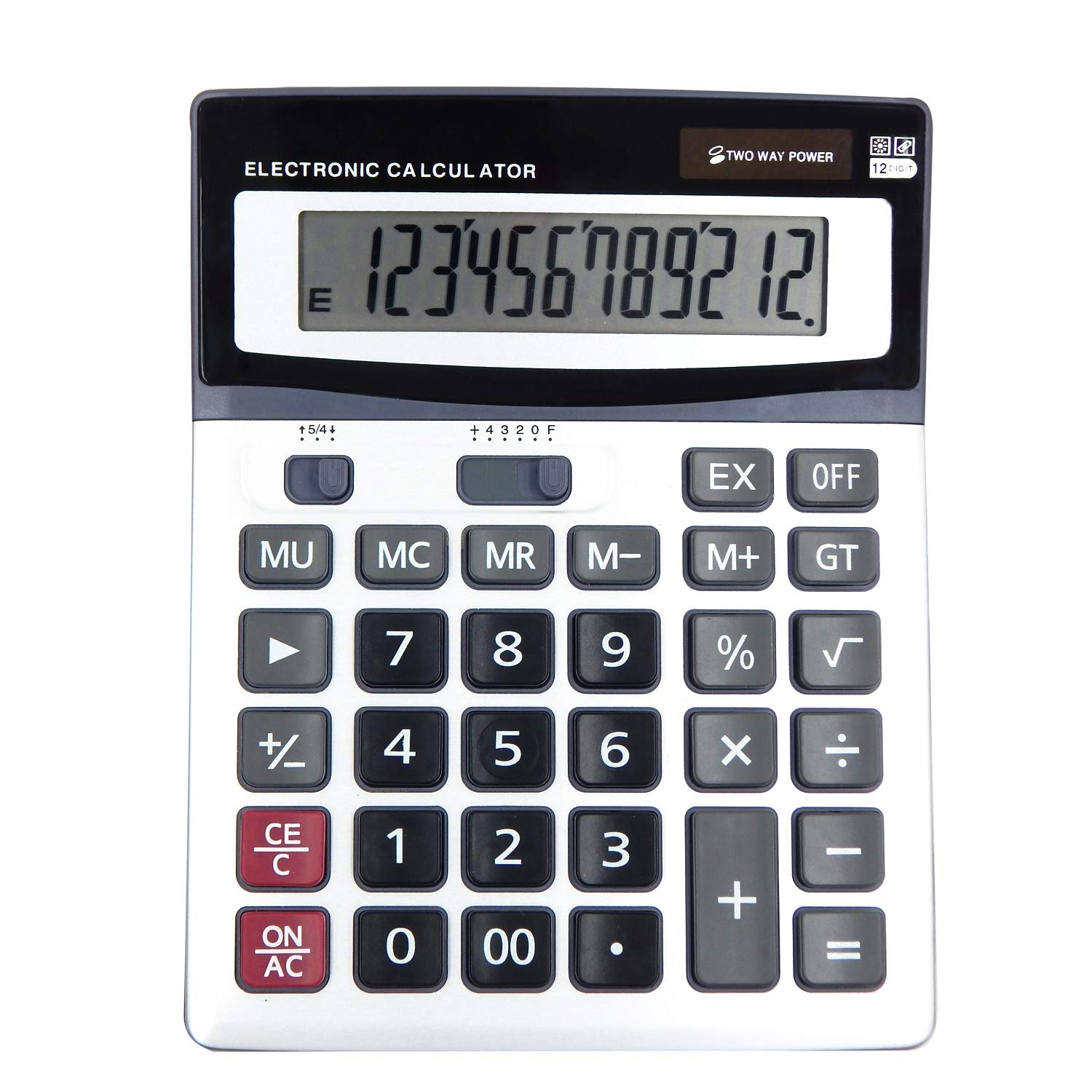

OFFIDIX 12 Digit Large Bookkeeping Desk Large Solar Dual Solar and Battery Power Convenient to Carry Calculator, Calculator, Calculator, Calculator,