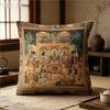 Antique Mughal Painting Print Pillow Cover Ethnic Indian Royal Court Art Decorative Cushion Case Vintage Bohemian Home Decor