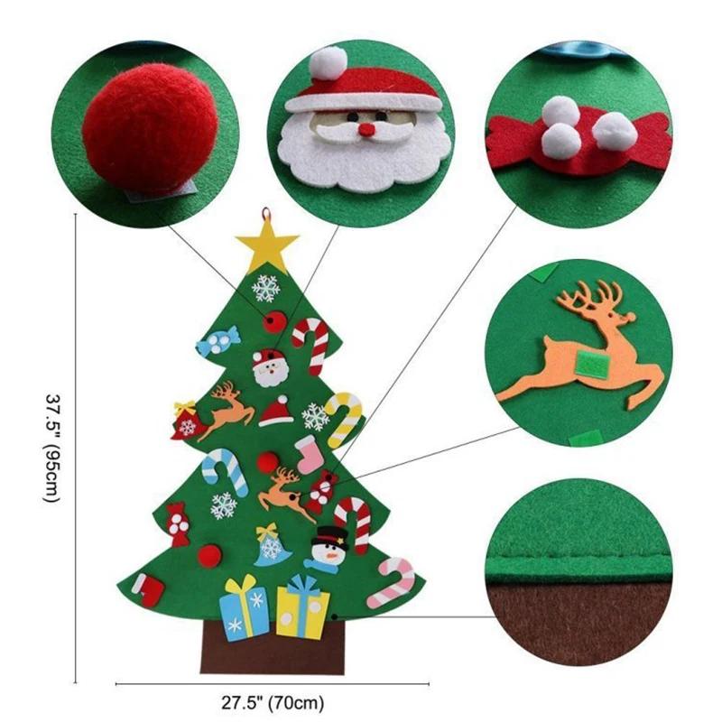 DIY Filz Weihnachtsdekorationen Weihnachtsbaum Tür Wandbehang Ornamente Filz-Weihnachtsbaum Neujahr Weihnachtsmann Weihnachten Kindergeschenke