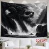 1pc Tapestry A Colossal Skull Emerges from The Mountainous Forest, Draped in Vines And Waterfalls, Evoking Ancient Nature'S Haunting Presence