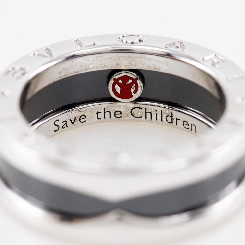 BVLGARI Save the children Ring Silver925/Black ceramic #4.3(US Size) 5.9g Women Used