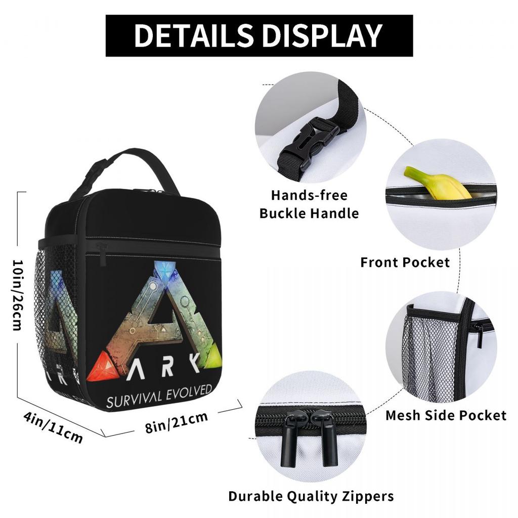 Ark Survival Evolved Black Insulated Lunch Bag for Women Children Portable Food Boxes Thermal Lunch Box Tote