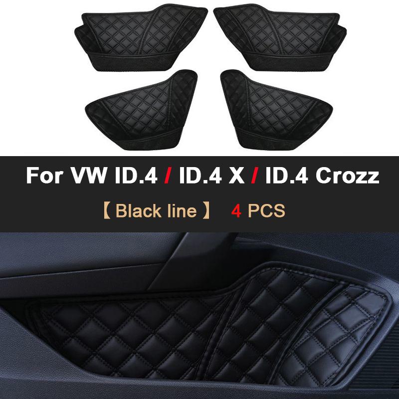 For Volkswagen VW ID.4 Crozz X -2025 Car Door Storage Box Protector Pads Cover Leather Slot Organizer Pockets Accessories