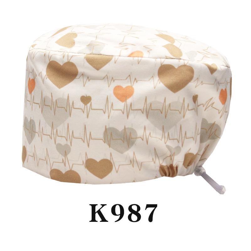 Cartoon Printed Nursing Caps Men Women Medical Hats Adjustable Long Hair Pet Dental Clinic Doctors Scrub Hat