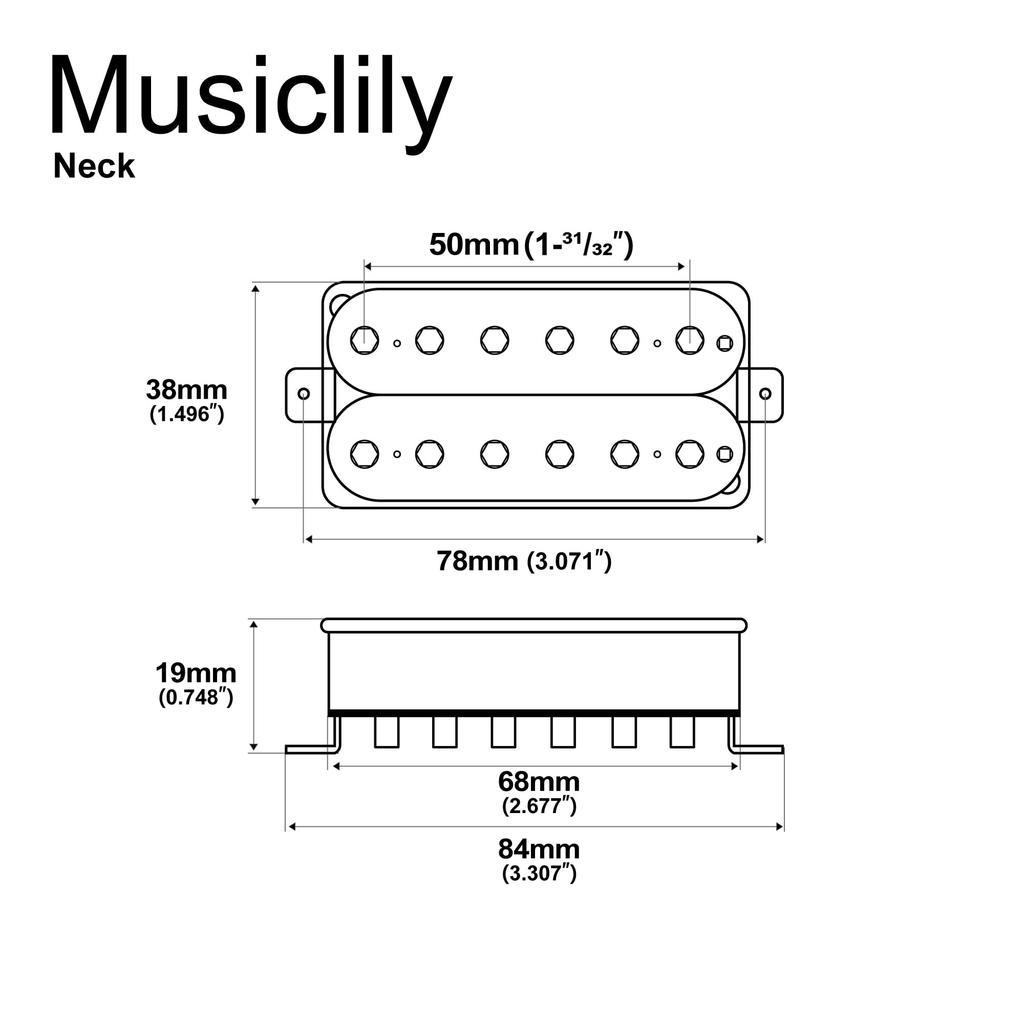 Musiclily Pro Alnico 5 Uncovered Adjustable Hexagonal Pole Humbucker Pickup for Neck PU Electric Black HH-HEXA Guitar,