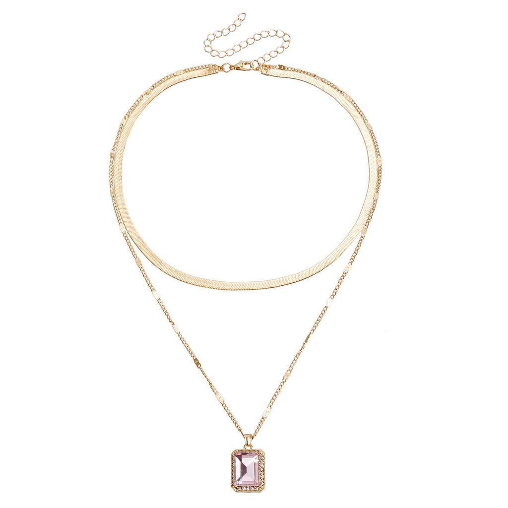 Jewelry Snake Bone Double-Layer Imitation Gemstone Pendant Collarbone Chain Retro Design Cold Wind Necklace