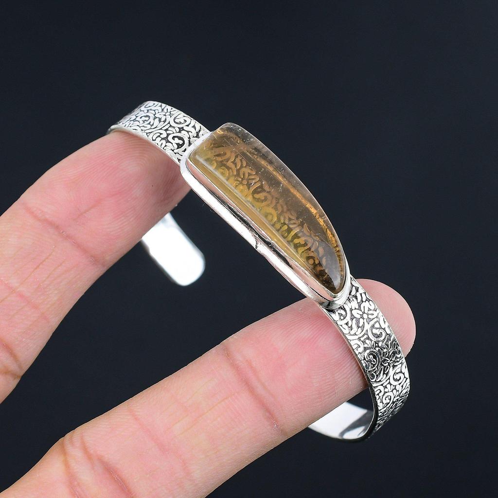 Sterling Silver Trillion Multi Fluorite Gemstone Wife Art Deco Bangle Jewelry