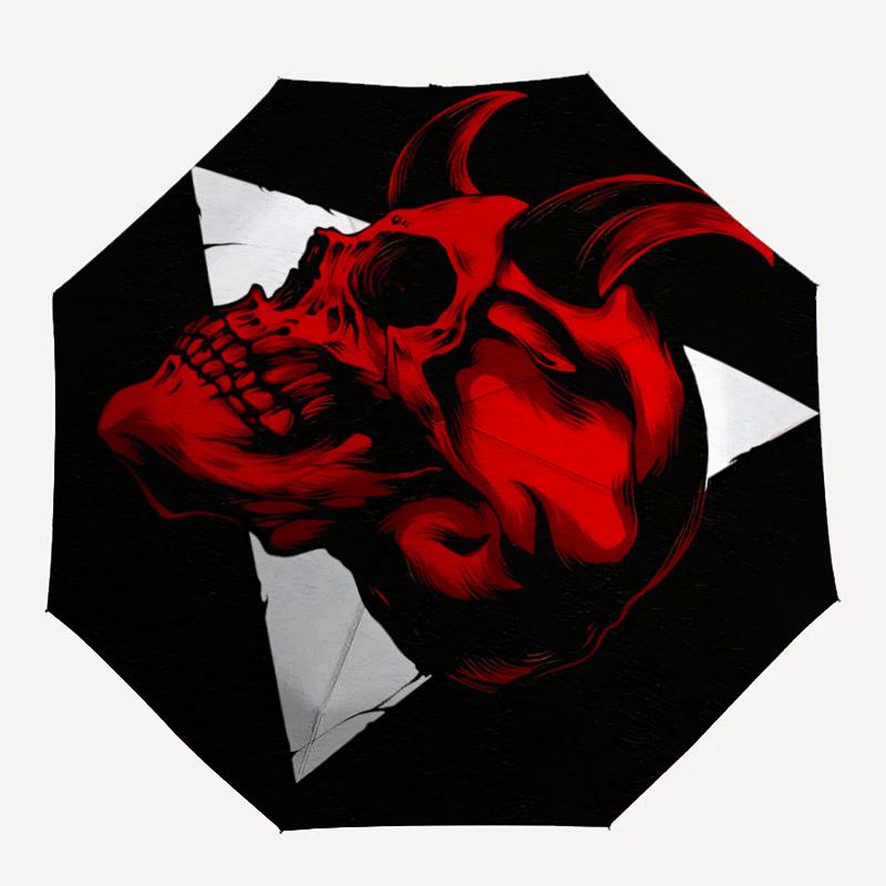 1pc Devil Horns Fashionable Automatic Opening/Closing Folding Umbrella with 8 Bones, Windproof Portable, Daily Use051