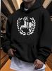 Cozy Fleece-Lined Hoodie with "Oi!" Graphic & Laurel Wreath Design - Warm Pullover for Fall & Winter