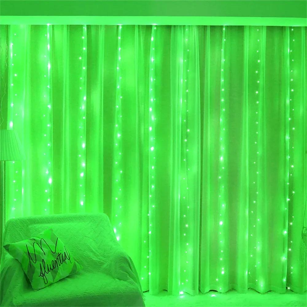 

USB Гирлянда-штора 8 режимов освещения Фестон Пульт дистанционного управления Свадебные декоративные огни Рождество Хэллоуин Украшение комнаты USB 3Mx1M 100LEDs