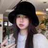 Women's autumn and winter versatile warm plush basin hat bucket hat shows a small face fashion single item plain bucket hat